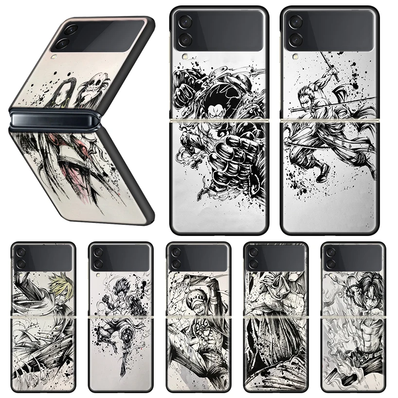 

One Piece Phone Case For Samsung Galaxy Z Flip 3 5G Black Hard Cover ZFlip3 Luxury Coque Fundas Shockproof Bumper