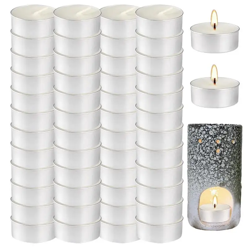 

Flickering Candle Tealight Candles 50pcs 4 Hour Long Time Burning Christmas Wedding Garden Party Decor Romantic Decoration