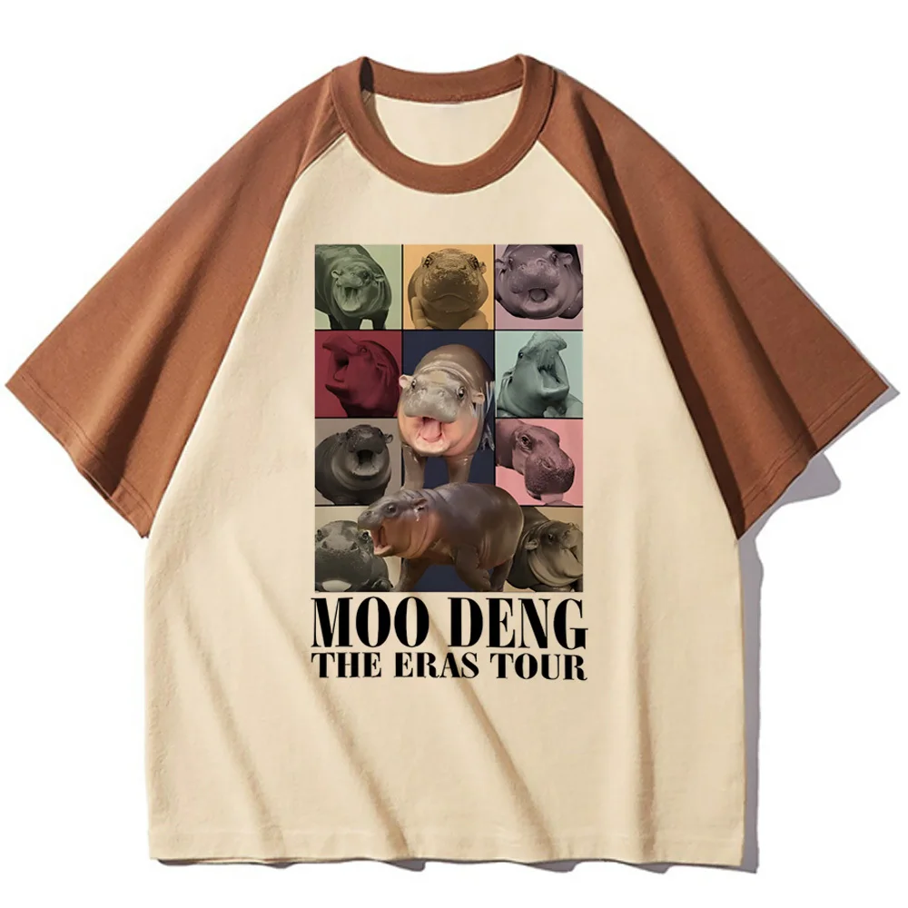 Moo Deng t shirt female Pastel Psychedelic harajuku Grunge Gothic Trendy t-shirt Pop Culture Punk kawaii 2000s