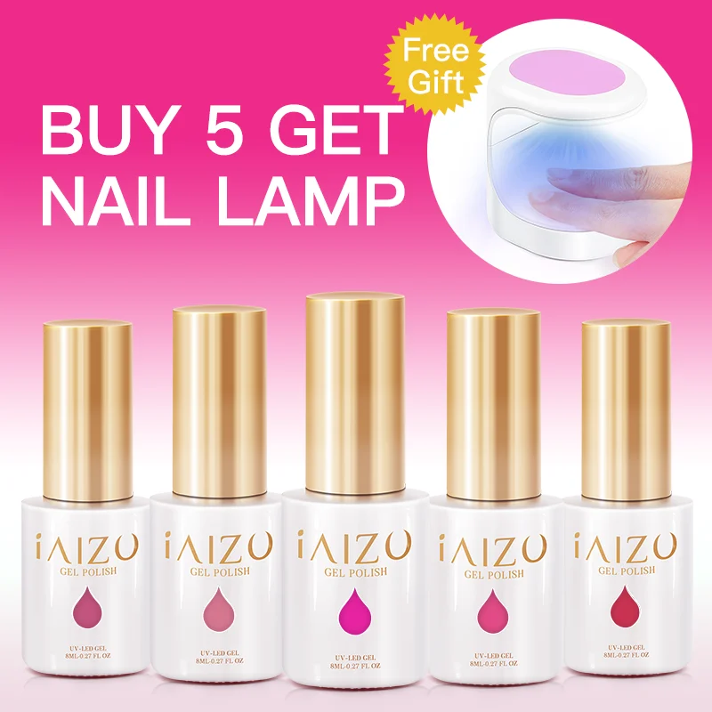 

IAIZO 8ml Gel Nail Polish For Nail Design Semi Permanent Soak Off Gel UV LED Varnishes Base Top Matte Coat Gel Polish Nail Art