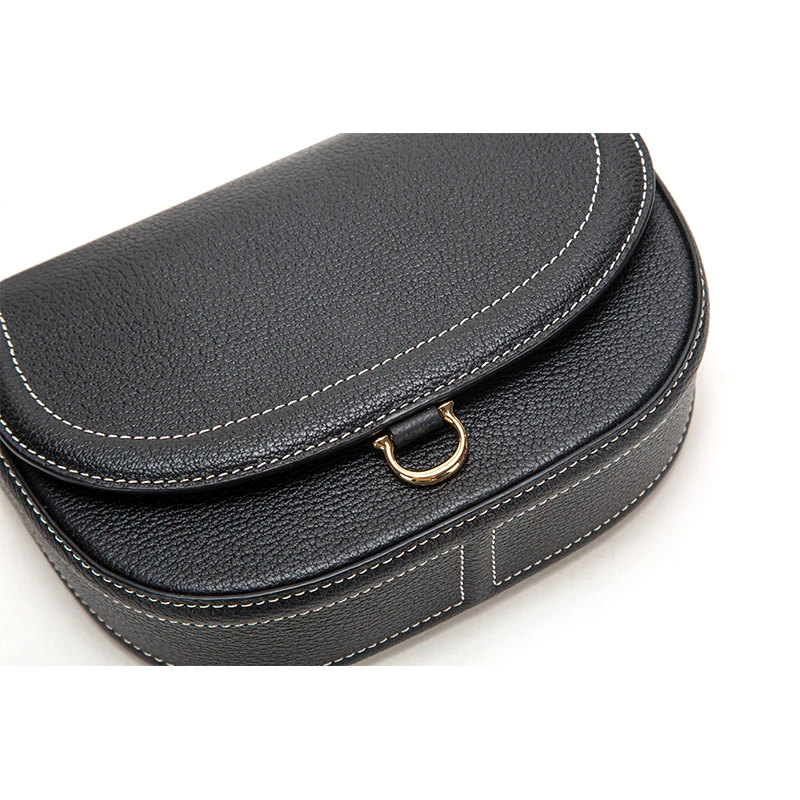 Women's Handbag 2023 New Style Fashion Matching Genuine Cowhide Saddle Bag Handmade Moon Messenger Shoulder Bag for Women