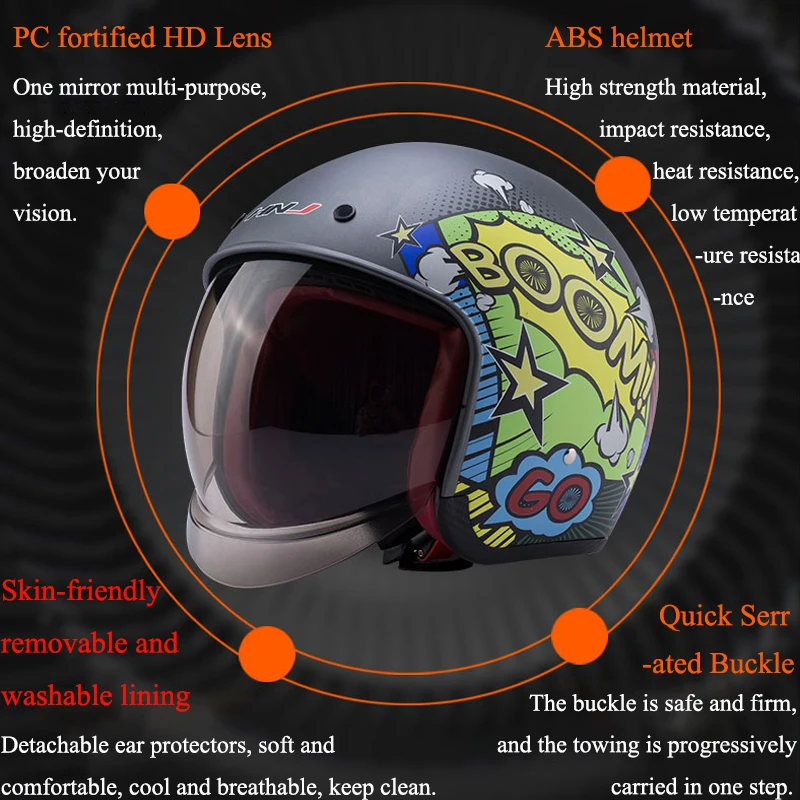 AD Retro Motorcycle Helmet Off-road Helmet Road Rally Helmet Racing Motorcycle Personality Men And Women Universal Riding Helmet enlarge