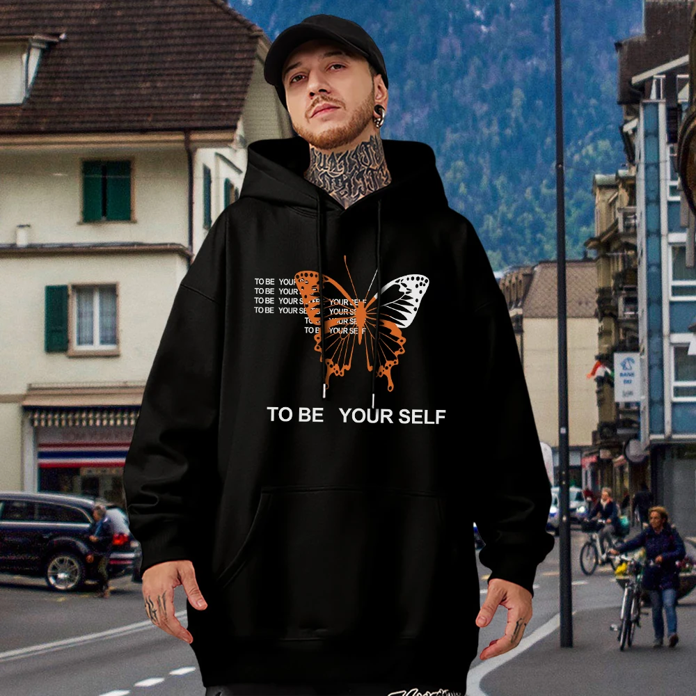 

Мужская хлопковая толстовка с капюшоном, с длинным рукавом