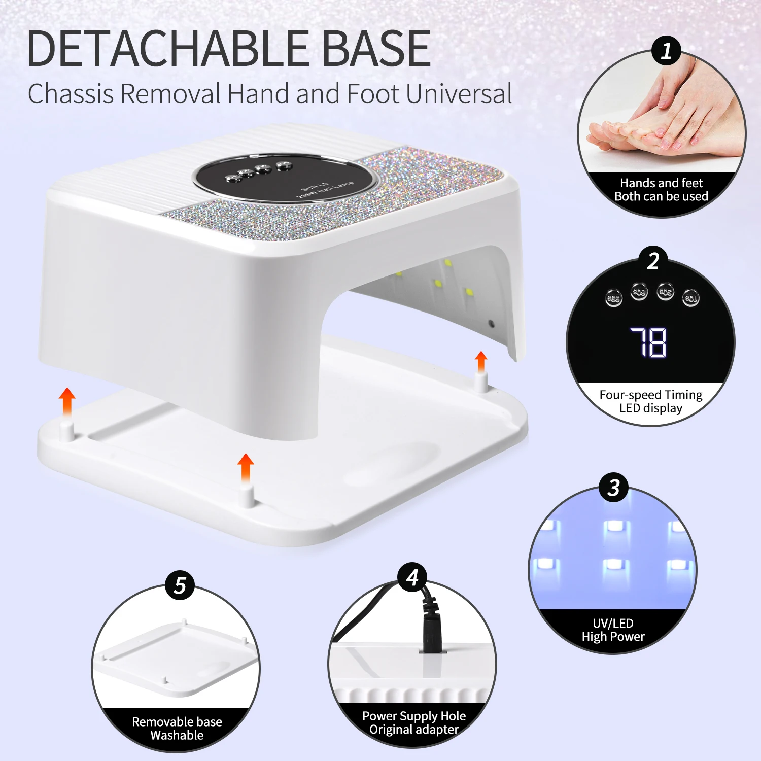 Профессиональная лампа для сушки гель-лака Yikoolin 1 шт. с 4 настройками таймера и