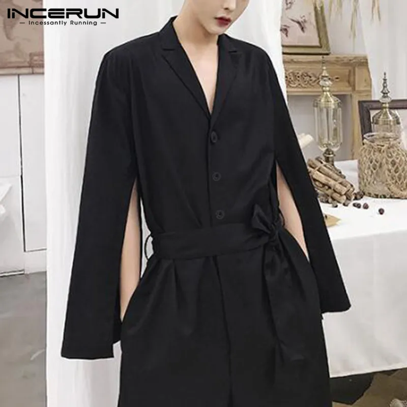 

INCERUN Korean Style Rompers Handsome Men's All-match Jumpsuit Stylish Male Loose Solid Comfortable Wide-leg Rompers S-5XL 2022