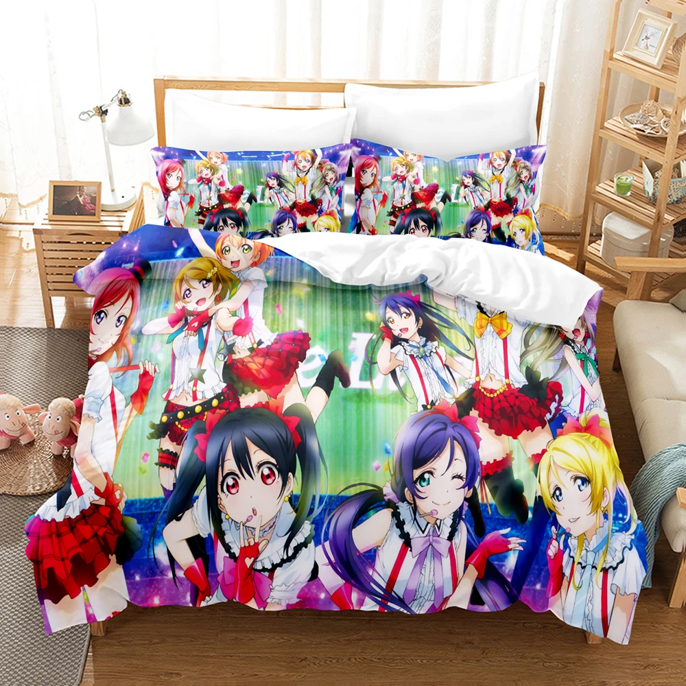 

Комплект постельного белья с 3D принтом аниме Love live, пуховое одеяло, чехол с наволочкой, двойная, одна, двуспальная
