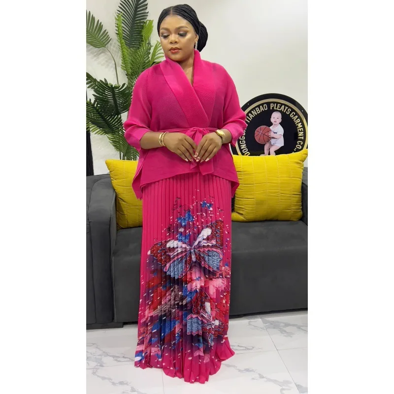 2024 Комплект из 2 предметов со складками Miyake топ на шнуровке с лацканами +