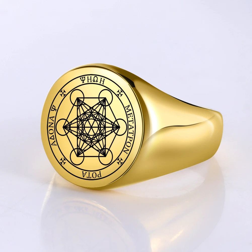 Кольцо LIKGREAT Archangel Metatron с ангелом жизни мужское кольцо в стиле панк гравировкой из