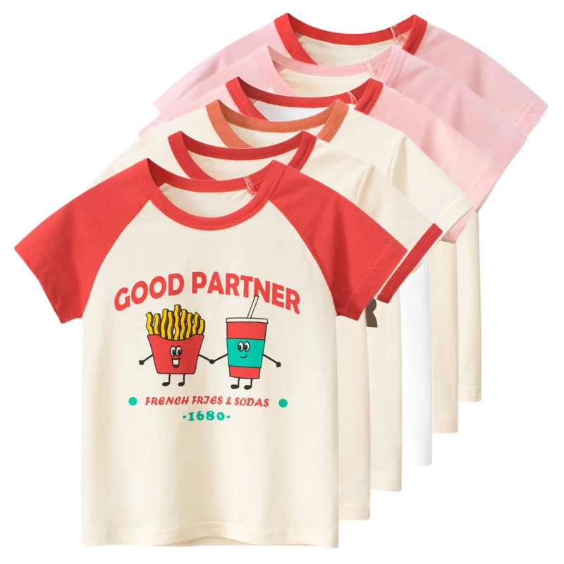

Cartoon Chips T Shirt Girls 2023 Summer Children's T-shirt Short Sleeve Cotton Tops Tees Lovely Kids Clothes Dropshipping