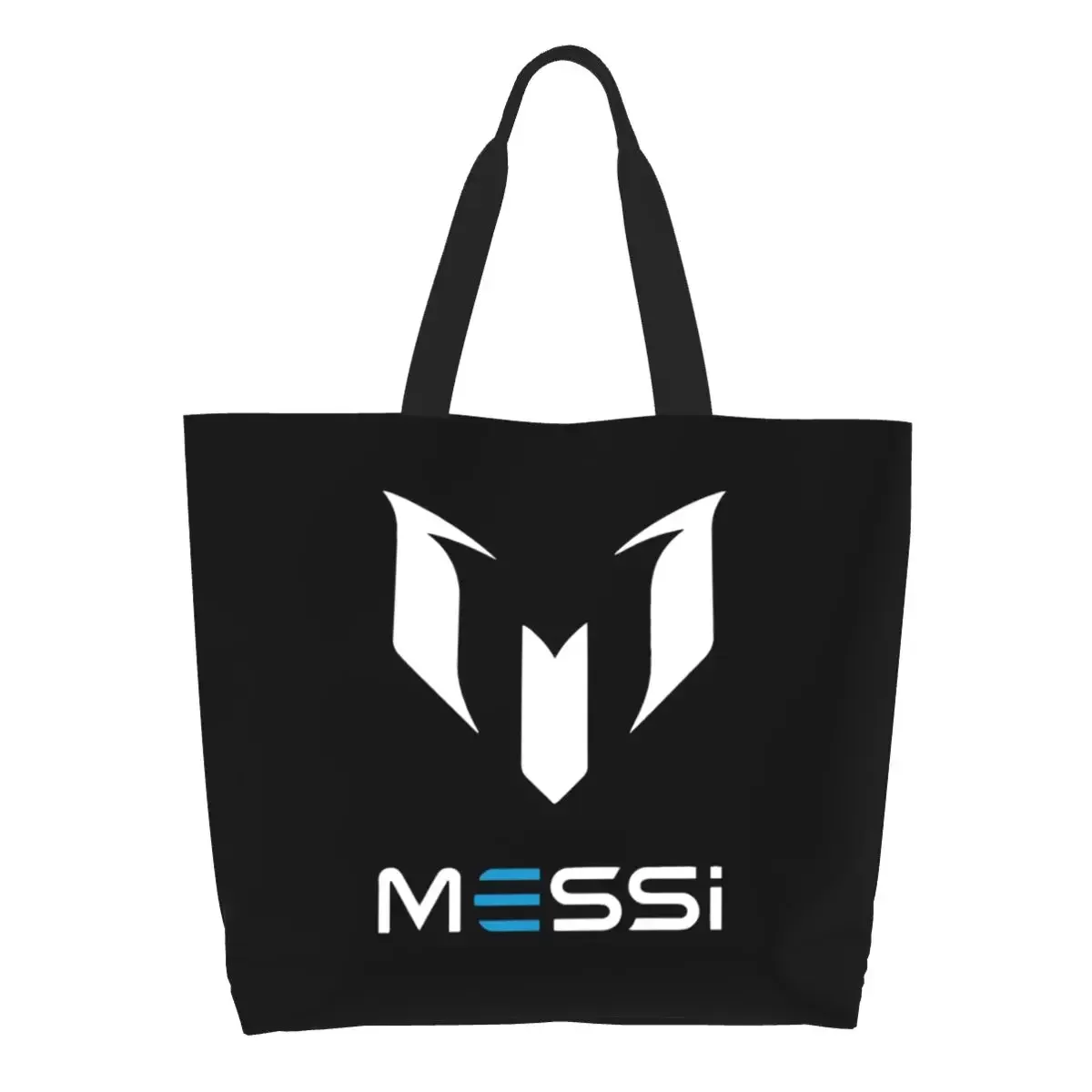 

Messied Soccer Grocery Shopping Bags Cute Printed Canvas Shopper Tote Shoulder Bag Big Capacity Durable Football Handbag