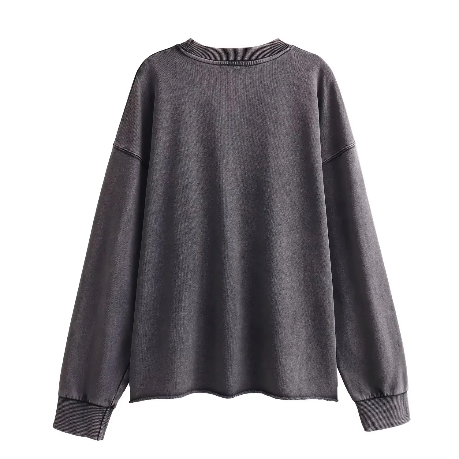 Женский однотонный комплект из брюк и свитшота с круглым вырезом