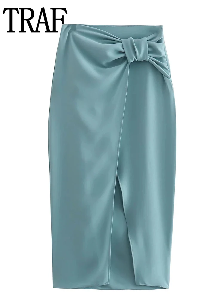 

Юбка-миди летняя плиссированная с завышенной талией и Боковым Разрезом