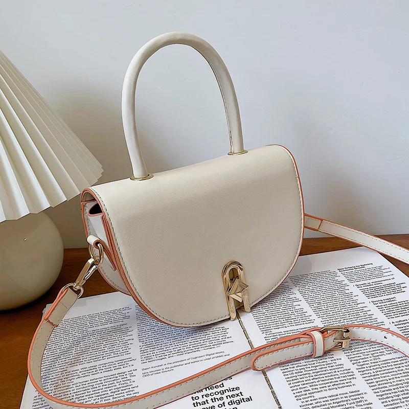 

Small Saddle Shoulder Crossbody Bags with Short Handle for Women 2022 Fashion Luxury Brand PU Leather Handbags Cute Totes
