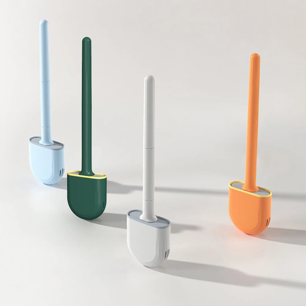 

Mini Toilet Brush With Holder Set Long Handle Silicone Toilet Cleaner Brush Waterproof Wall Mounted Wc Bathroom Accessories