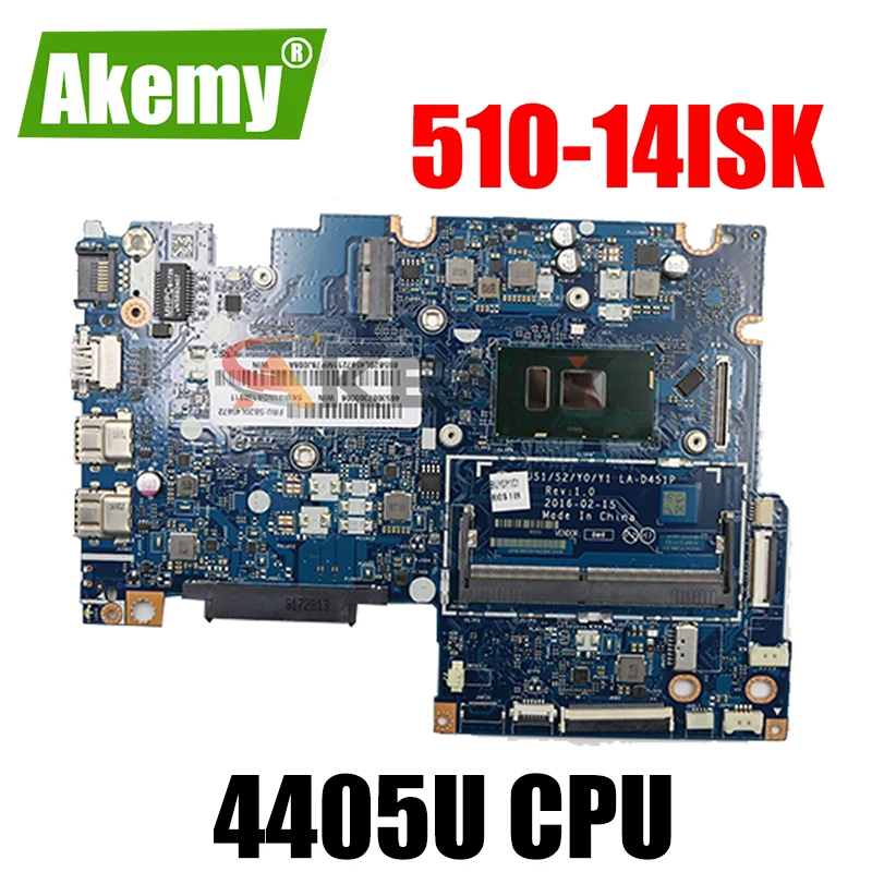 

Бесплатная доставка Для Lenovo Yoga 510-14ISK BIUS1/S2/Y0/Y1, материнская плата для ноутбука 5B20L45972 4405U CPU