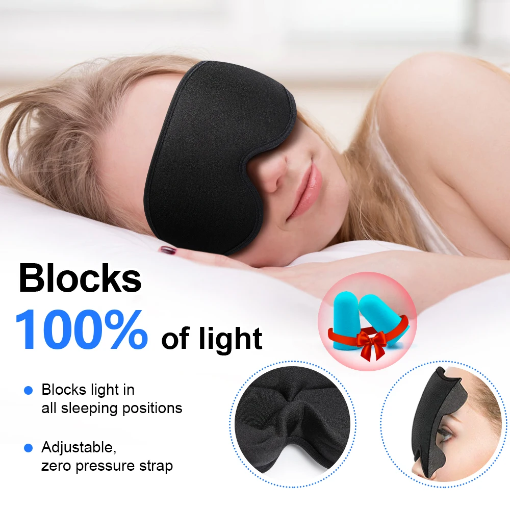 

100% Blackout 3D Sleep Mask Breathable Eye Patch Memory Foam Eye Shade Blindfold Mask for Sleep Slaapmasker Relax Sleeping Aid