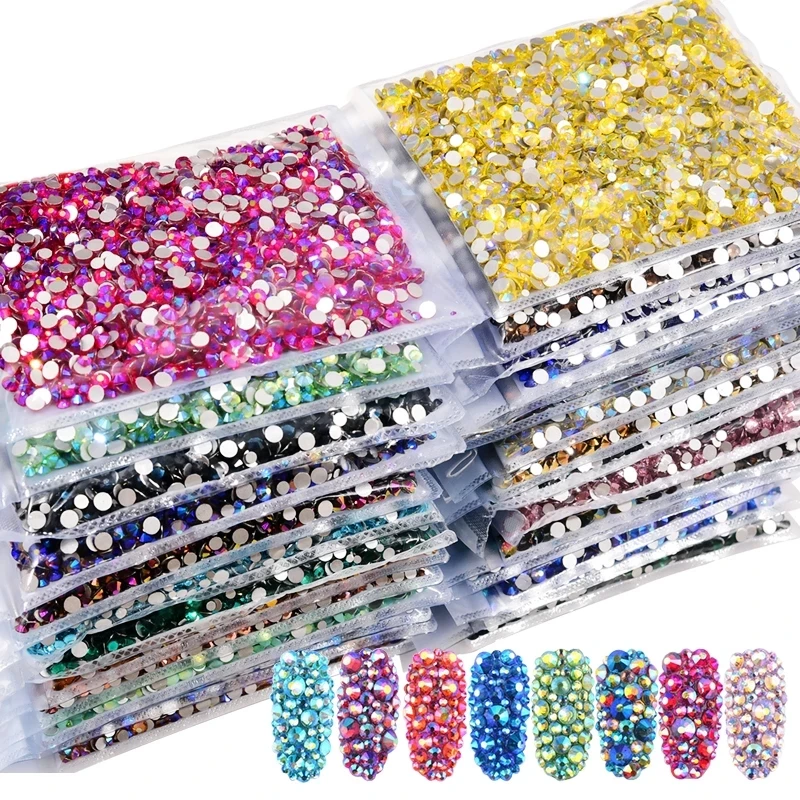 

14400pcs ss3-ss20 Big Package Bulk Wholesale Non Hot Fix Rhinestones Flat Back Crystal Strass Glitters Stone for 3D Nail Garment