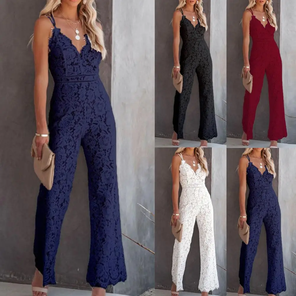 

Slim Romper Fashion Sleeveless Lace Romper Elegant Lace Jumpsuit Lace Spaghetti Straps Jumpsuit for Party