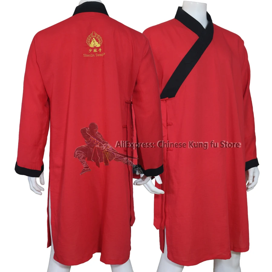 

Shaolin Monk Kung fu Jacket Training Robe Martial arts Uniform Wushu Tai Chi Suit Wing Chun Clothes Custom Made 25 Colors