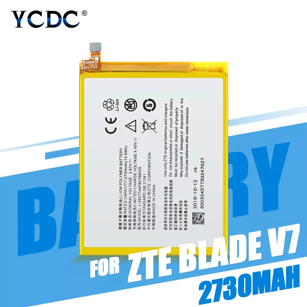 

Литий-ионный аккумулятор для ZTE Blade V7 V8 BV0800 A910 A910T BA910 A512 Xiaoxian 4 BV0701, 2730 мАч