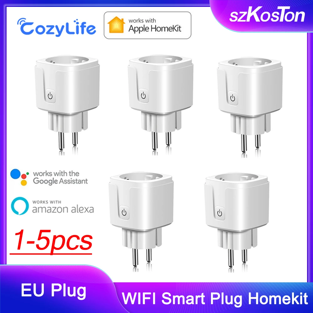 

EU Homekit Wifi Smart Plug Socket 16A Smart Switch App Remote Timer Voice Control Work with Alexa Google Assistant Siri Cozylife