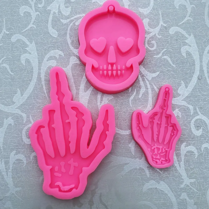 

Skeleton Hand Keychain Mould,Skeleton hand silicone mold,resin Polymer chocolate cake Clay Molds,earring keychain Necklace mould