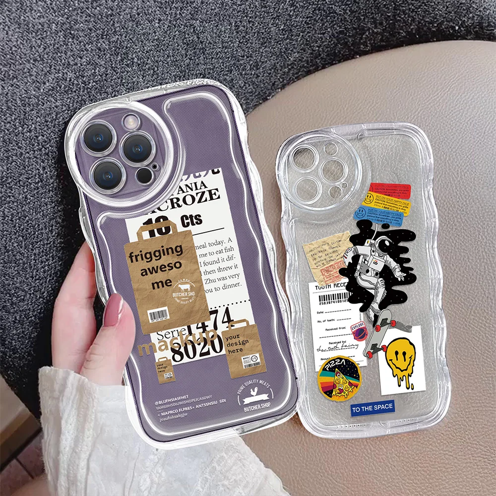 Art Poster Label Case for Iphone 14 Plus 13 12 Mini Transparent Soft TPU Cover Protection Shell for Iphone 11 Pro Max Fundas
