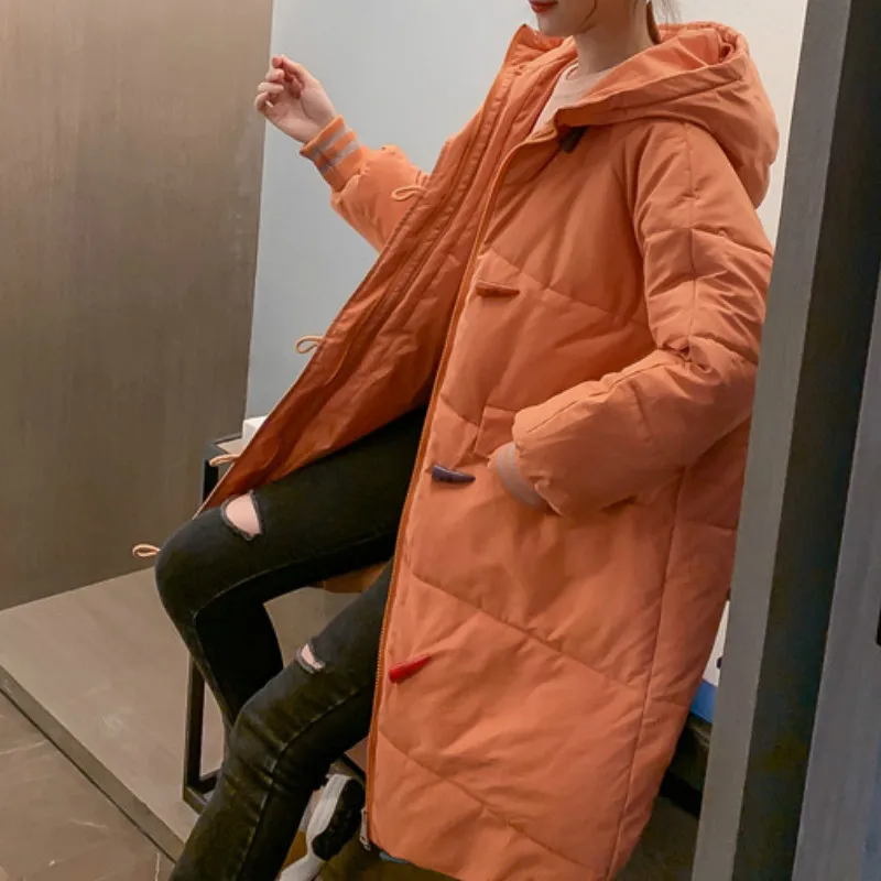 Women Winter Long Clause Jacket Padded Jackets Warmth Solid Oversized Loose Parkas Ladies Coats Hooded Young's Fashion Overcoat