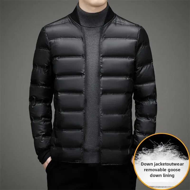 Мужской зимний пуховик средней длины деловой Повседневный плотный теплый белый