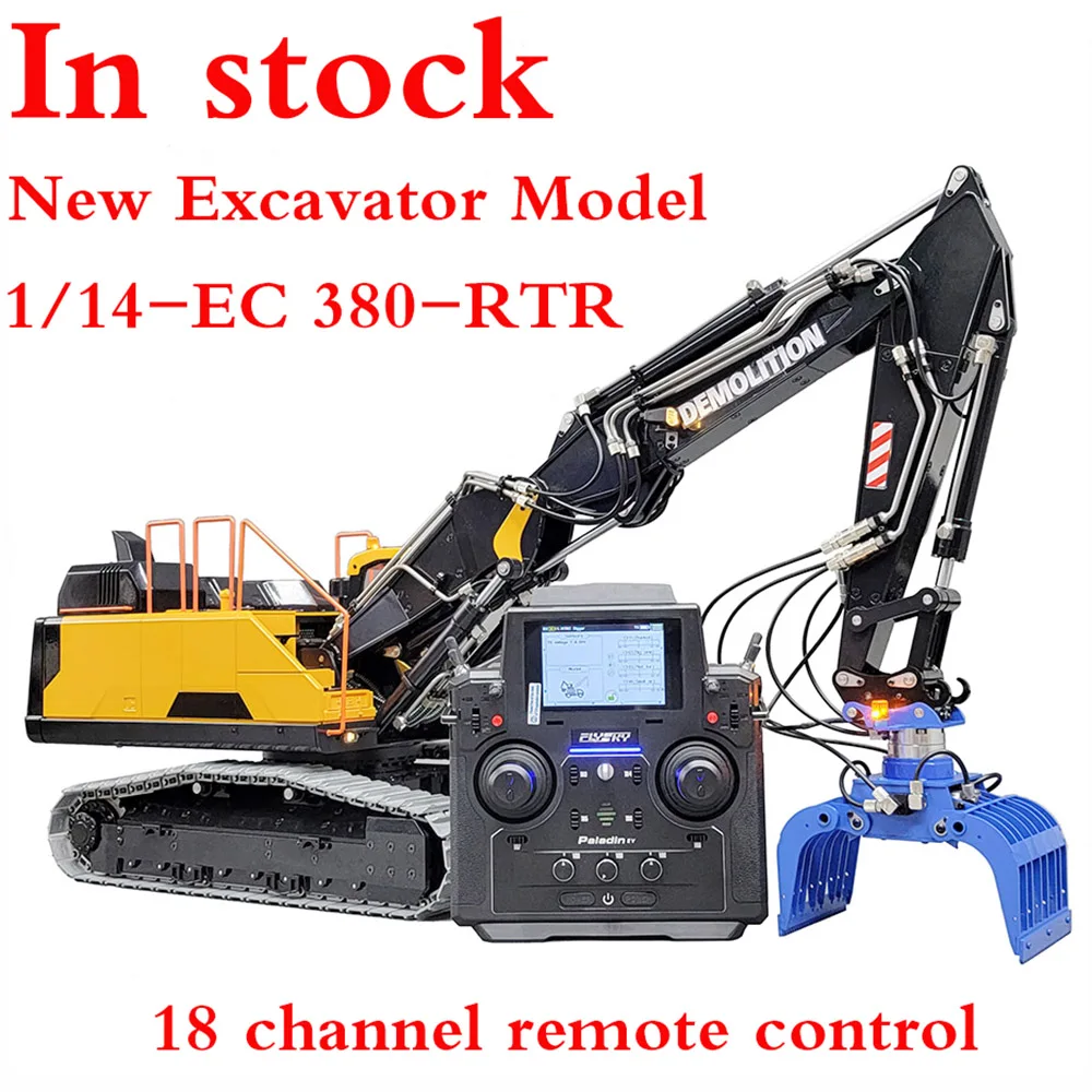 

In Stock New 1/14 RC Hydraulic Excavator EC 380 EL Three Section Boom Crawler Full Metal Excavator Model RC Cars For Adults Toy