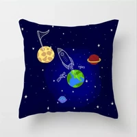 20221pc outer space cushion cover universe sun planet spacecraft polyester throw pillow case astronaut rocket decorative pillowc