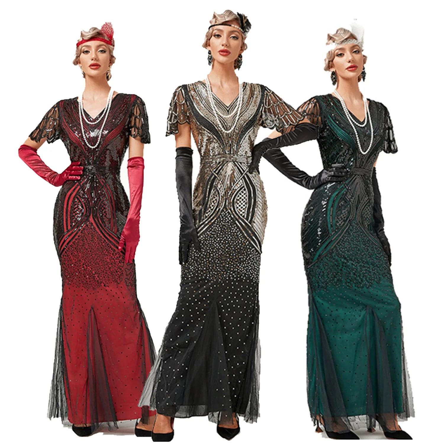 

The New 2023 Christmas Party Host net Yarn Sequined Fishtail Restoring Ancient Ways of Cultivate one's Morality Dress