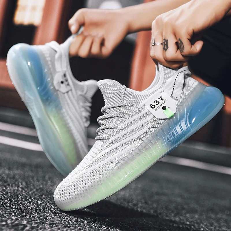 

Мужские дышащие удобные кроссовки для бега, Нескользящие Повседневные Легкие Теннисные кроссовки на шнуровке, новинка 2022