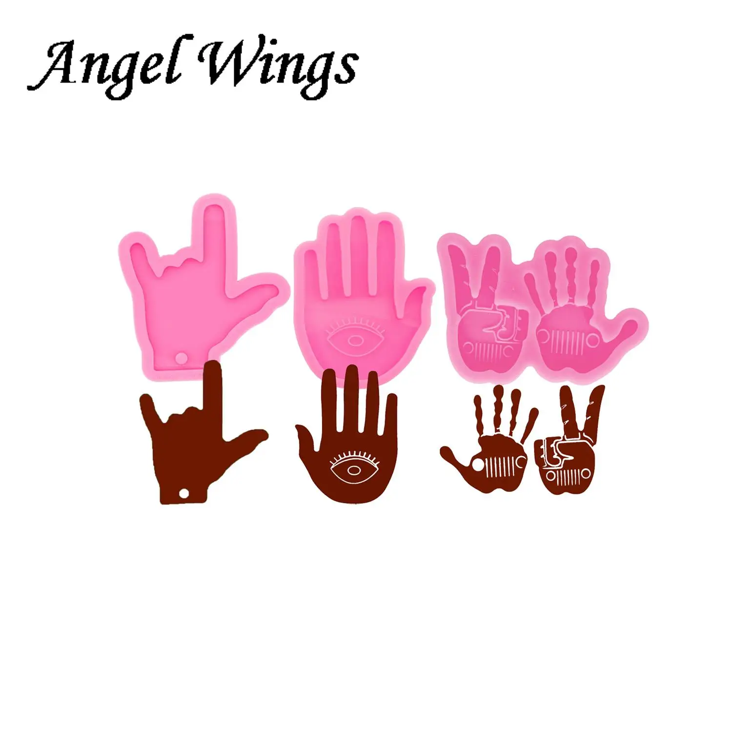 

Shiny Hand Finger Shape Silicone Epoxy Resin Craft Phone Grip Molds DIY Keychain Mold, Chocolate Cake Molds DY0118