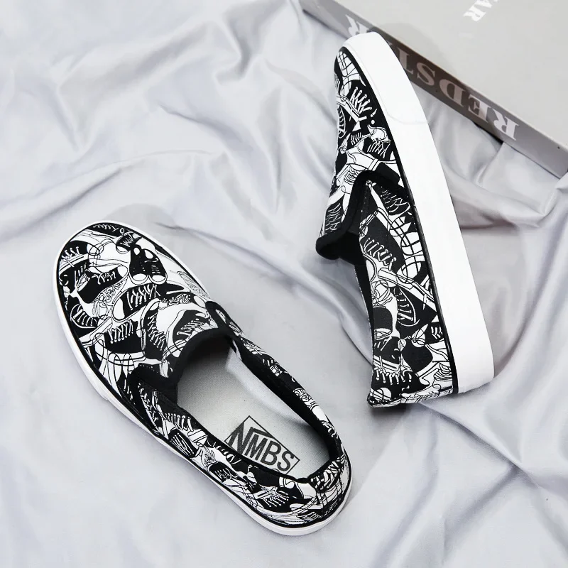 Мужские парусиновые туфли плоская подошва скейтборды лоферы без застежки