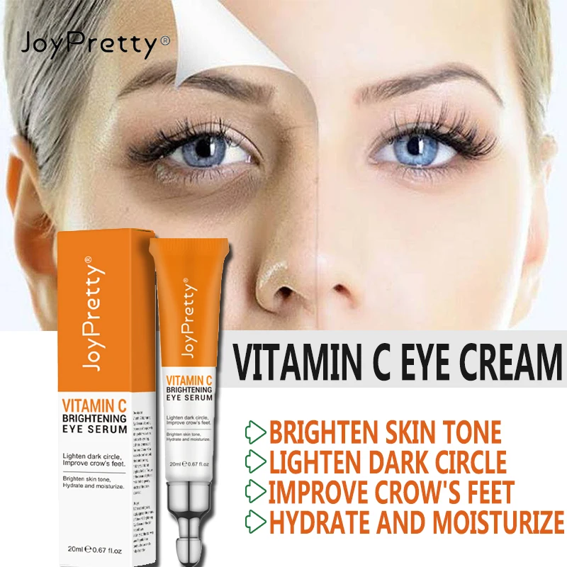 

JoyPretty Vitamin C Eye Cream Whitening Dark Circles Removal Fade Eye Bags Anti Wrinkle Serum Brightening Moisturizing Eye Care