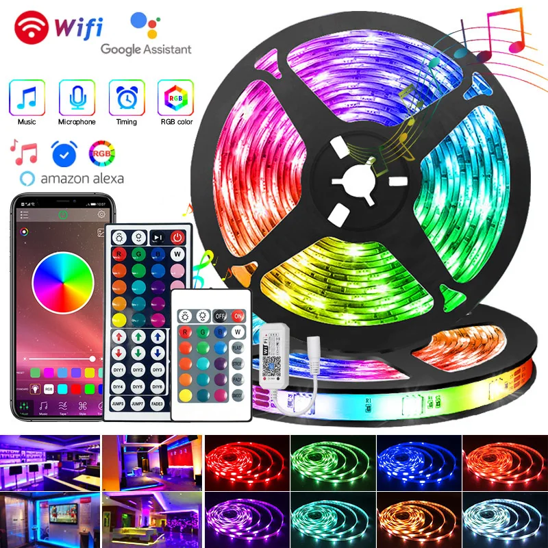 

Светодиодная лента с инфракрасным управлением Dream Color WiFi 5050 RGB, водонепроницаемая светодиодная умная светильник та с Bluetooth и дистанционным у...