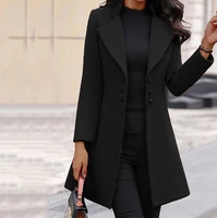 autumn and winter mid length korean lapels are thin solid color slim fitting female woolen coat jacket