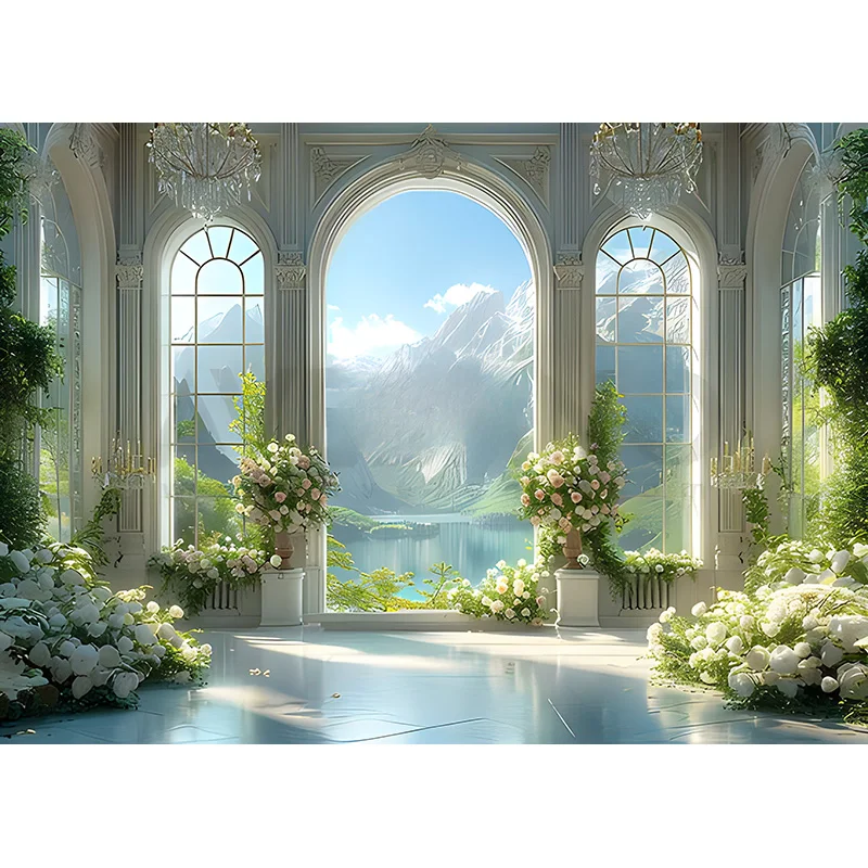 SHUOZHIKE Flower Wall House Wedding Photography Backdrops Indoor Palace Background Ceremony Portrait Photo Studio Props YR-56