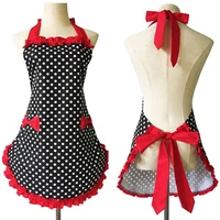 apron for women super cute and funny bowknot with pocket adjustable cotton polka dot delicate hemline cookingaprons freeshipping