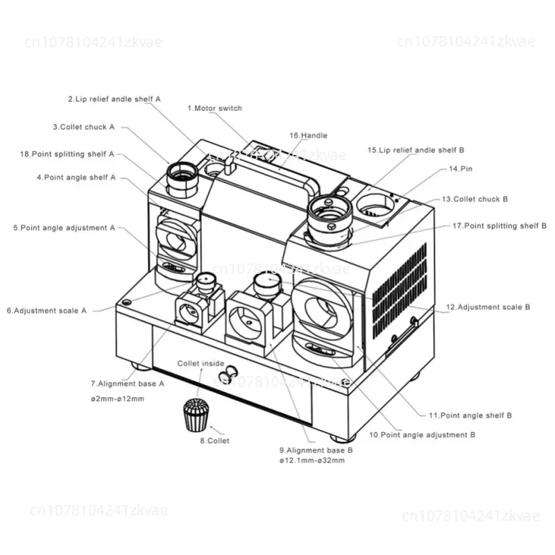 Шлифовальная машина для сверл 3 ~ 32 мм большая точилка + шлифовальное колесо CBN/SDC 24