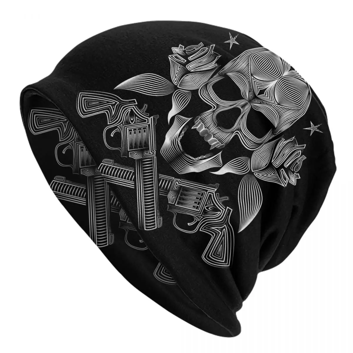 

Women Men Beanie Hat Skull And Roses Warm Spring Winter Outdoor Hip-hop Beanie Cap