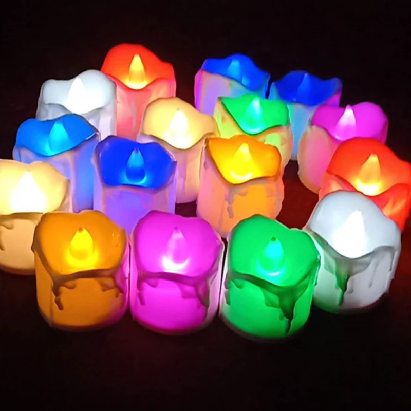 

12PCS Battery Operated LED Tea Lights Candles Tealights Flameless Flickering Wedding Party Romantic Home Decor Colorful Lighting