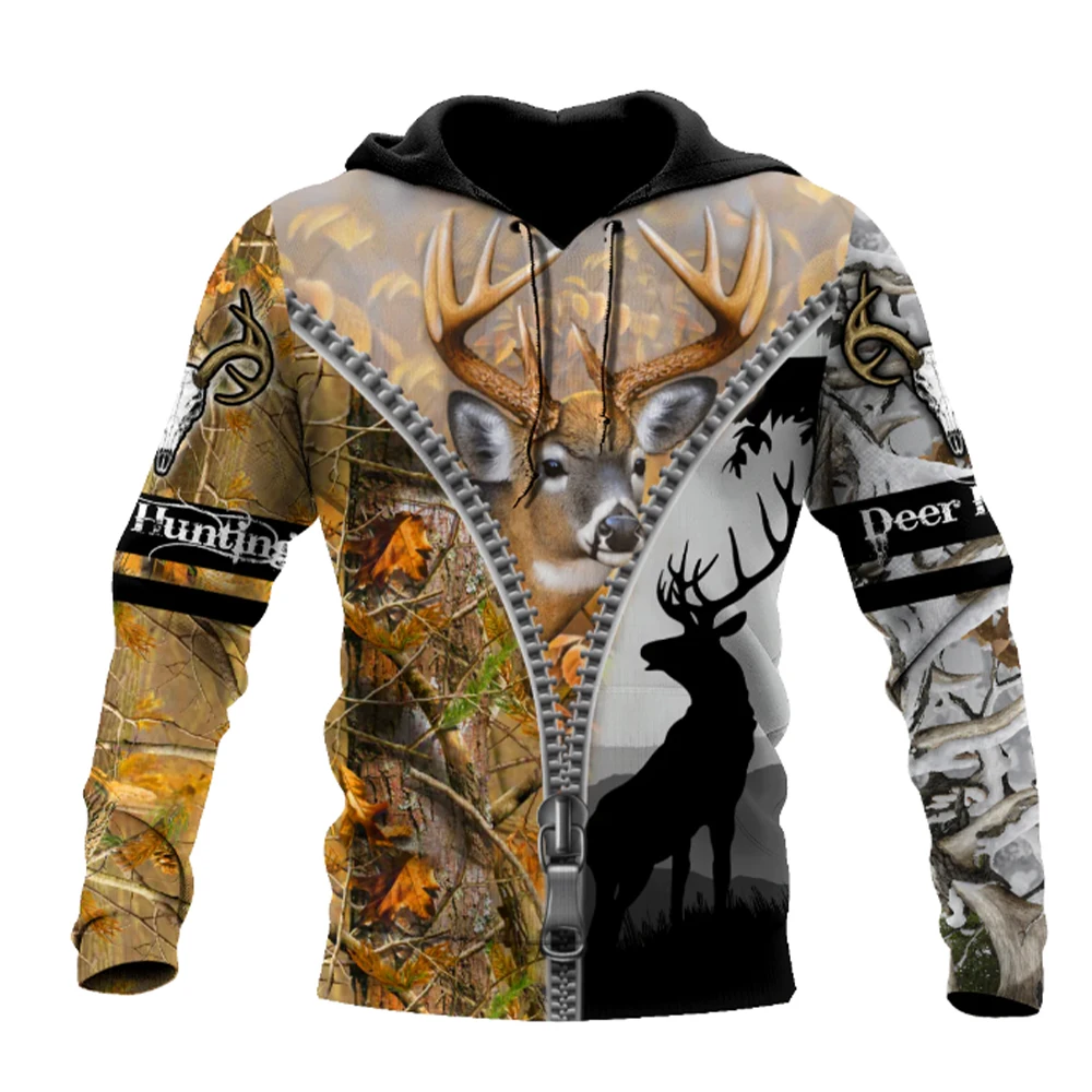 Мужская модная охотничья толстовка большая с 3D принтом животных оленей