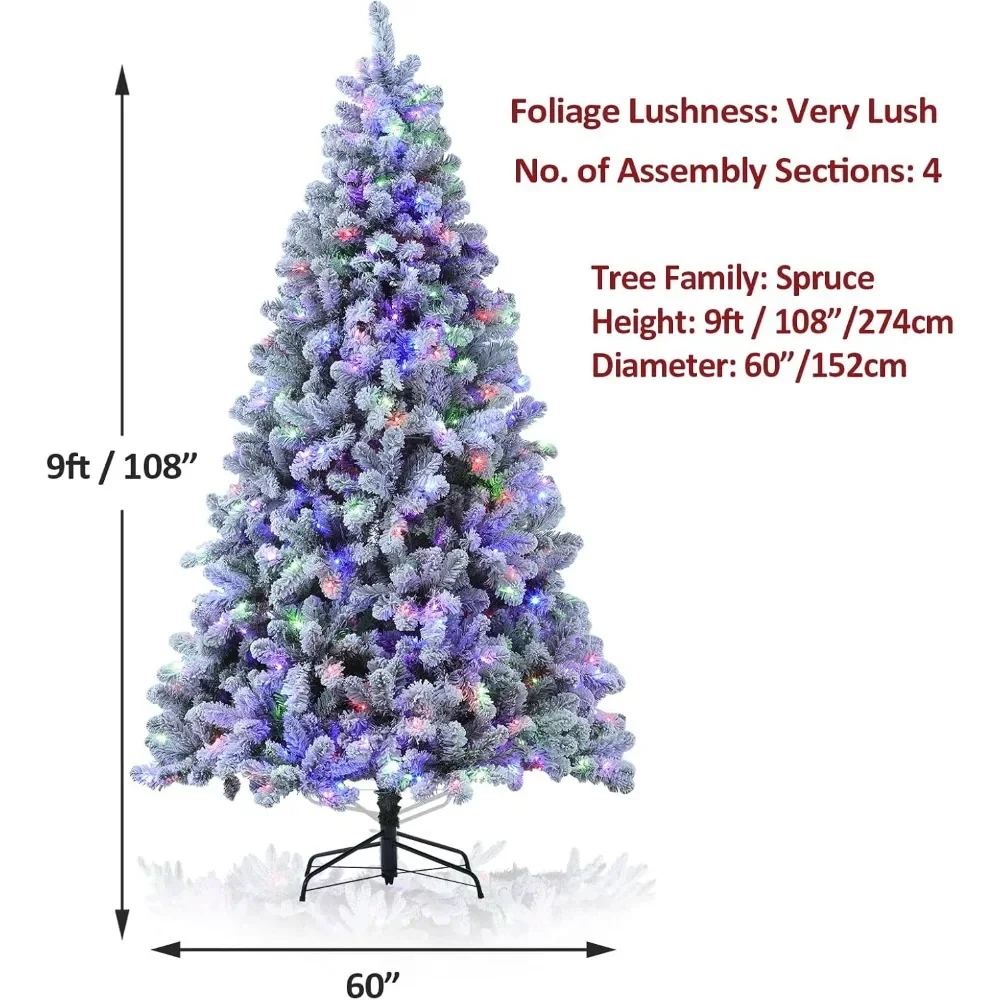 Рождественская елка длиной 9 футов с 10 функциями теплых и красочных огней