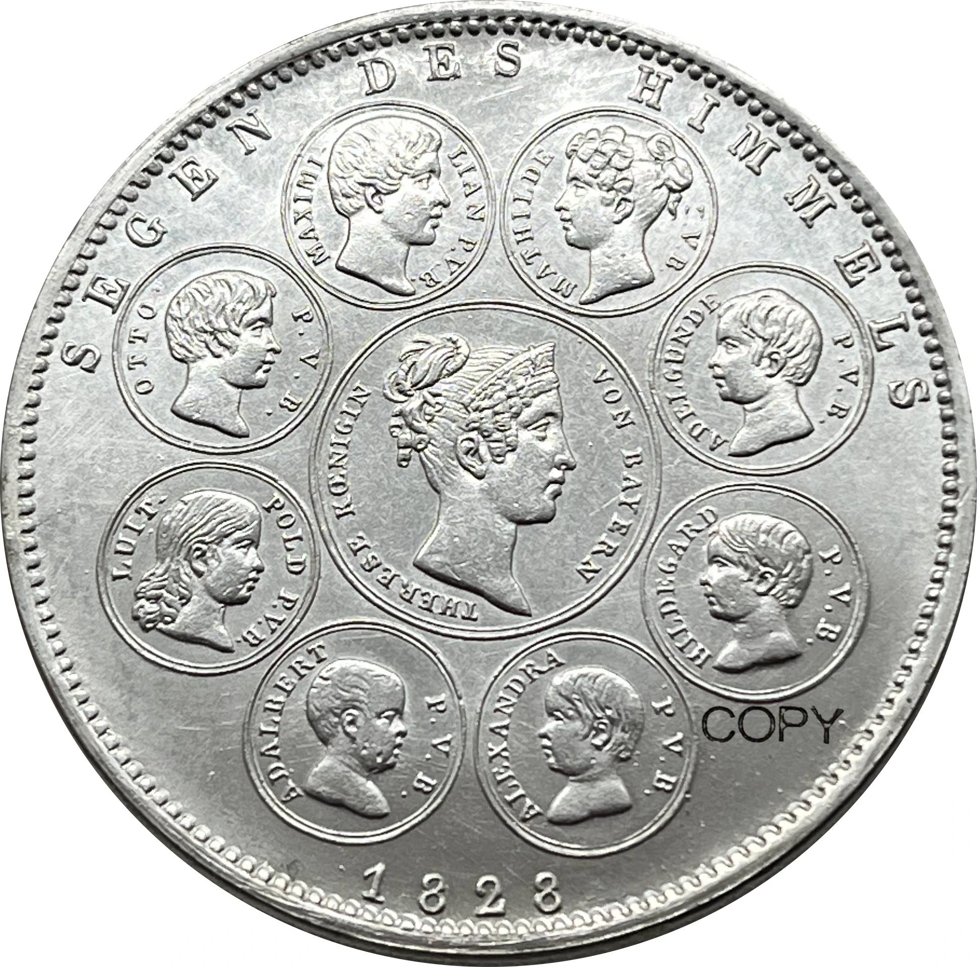 Баварийское немецкое государство 1828 г. 1 оргмент герметик Луис и Посеребренная