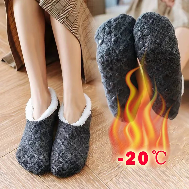 

Plush Shoes Home Slippers Warm Floor Winter Comfortable Socks Slippers Shoes Soft Winter Pantoffels Ladies Indoor Women Woolen