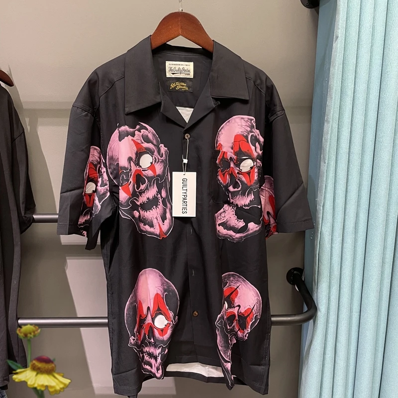 

Summer Wacko Maria T Shirts Skulls Printed T-shirt Hawaii Style Men Clothing Hight Street Trend Tshirt