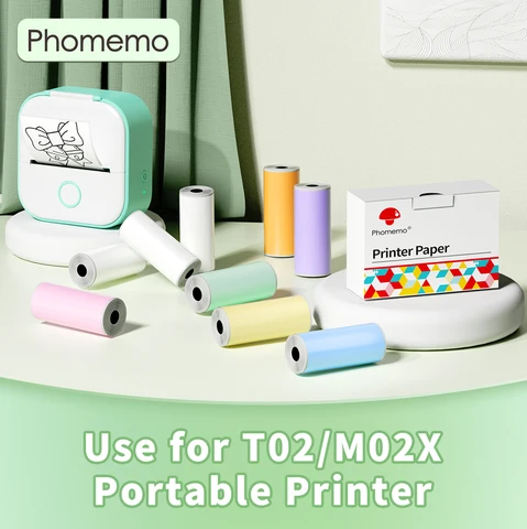 Phomemo T02/M02X Красочные термонаклейки Рулон бумаги Самоклеящиеся черные персонажи на мятно-зеленом/фиолетовом/оранжевом, 50 мм x 3,5 м
