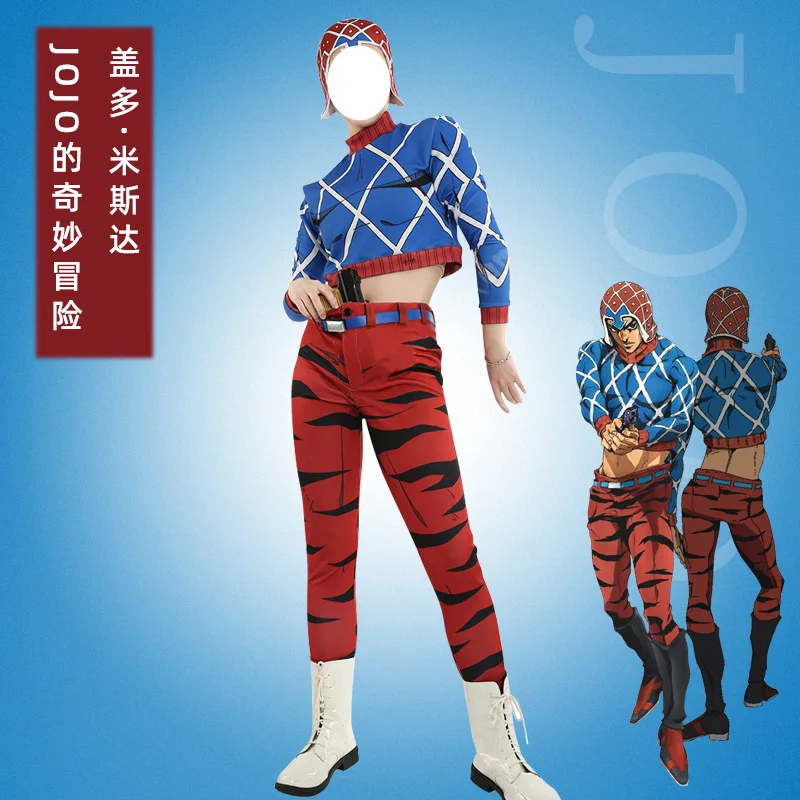 Anime Costumes Highneck Cotton Knitted Sweater Tops JOJO Bizarre Adventure Cosplay Costume Guido Mista Golden Wind Top Cosplay